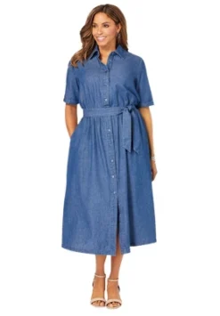 Jessica London Women’s Plus Size Soft Denim Shirtdress