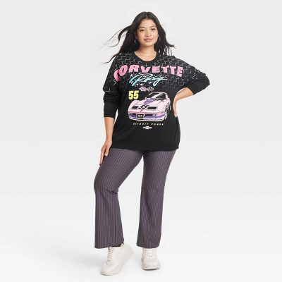 Women's Corvette Racing Cozy Graphic Sweatshirt - Black 2 Women's Corvette Racing Cozy Graphic Sweatshirt - Black - Image 2