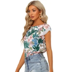 Allegra K Women's Summer Boat Neck Lace Cap Sleeve Hawaiian Tropical Floral Blouse -CUPSHE Store GUEST a4a93f9e a9a4 4884 895e 653a7f897ae6