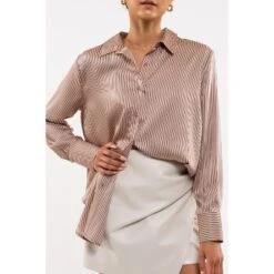 August Sky Women's Pinstripe Button Up Long Sleeve Top -CUPSHE Store GUEST a6f60e90 4bcc 49d0 9d7c 010b5f99c302