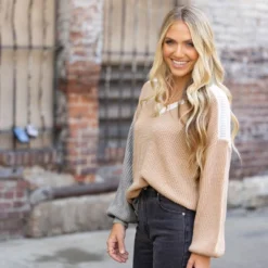 Women's Cooler Daze Colorblock V-Neck Sweater - Cupshe -CUPSHE Store GUEST a748005e ae0e 4f59 840a 9fb6a48fcbb2