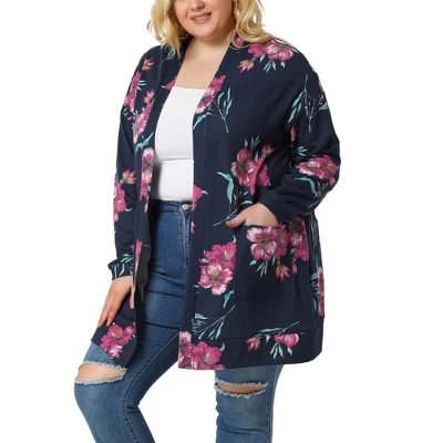 Agnes Orinda Women's Plus Size Lightweight Open Front Knit Floral Cardigan 7 Agnes Orinda Women's Plus Size Lightweight Open Front Knit Floral Cardigan - Image 7