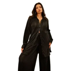 Rebdolls Women's Jamila Plisse Button Up Blouse