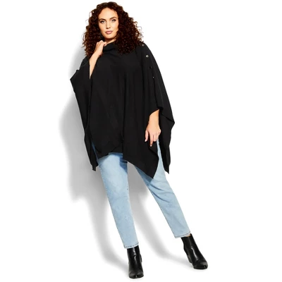 Women's Plus Size Emilia Cape - Black | CITY CHIC 2 Women's Plus Size Emilia Cape - Black | CITY CHIC - Image 2