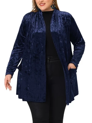 Agnes Orinda Plus Size Velvet Cardigans For Women Pocket Party Open Front Shawl 1 Agnes Orinda Plus Size Velvet Cardigans For Women Pocket Party Open Front Shawl