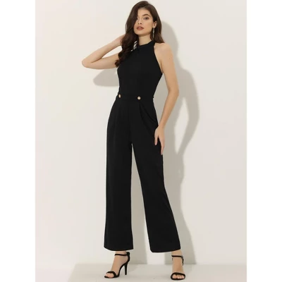 INSPIRE CHIC Women's Sleeveless Halter Wide Leg Pants Backless High Waist Jumpsuit 2 INSPIRE CHIC Women's Sleeveless Halter Wide Leg Pants Backless High Waist Jumpsuit - Image 2
