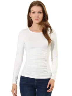 Allegra K Women's Round Neck Long Sleeves Ruched Blouse Casual Fitted Top -CUPSHE Store GUEST b45c73ed 7165 4280 8148 27141d8dda6f