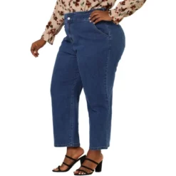 Agnes Orinda Women's Plus Size Pant Pockets Zip Up Button Fly Elastic Waist Denim Jeans -CUPSHE Store GUEST b4779f24 7dd2 4339 be11 ab6a7bf5a667