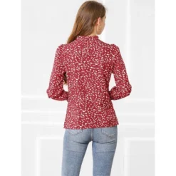 Allegra K Women's Smocked Cuffs Top Puff Sleeve Ruffled Neck Vintage Printed Blouses -CUPSHE Store GUEST b523a5ad 7116 42d6 a86e a764372a92bc