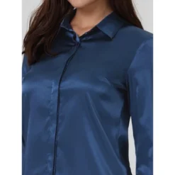 Hobemty Women's Elegant Satin Point Collar Long Sleeve Work Office Button Down Shirt -CUPSHE Store GUEST b615d650 97f7 4e31 a498 72e70a0c75fb