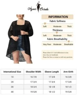 Agnes Orinda Women's Plus Size Lace Sheer High Low 3/4 Sleeve Open Front Cardigan -CUPSHE Store GUEST b725550a e568 4f72 b77c 08fe081d390a