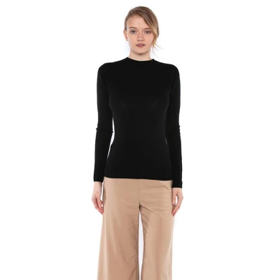 JENNIE LIU Tissue Weight 55% Silk 45% Cashmere Waffle-knit Long Sleeve Mock Funnel Neck Sweater 5 JENNIE LIU Tissue Weight 55% Silk 45% Cashmere Waffle-knit Long Sleeve Mock Funnel Neck Sweater - Image 5