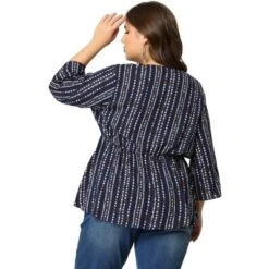 Agnes Orinda Women's Plus Size Peplum Fall V Neck Boho Striped Babydoll Blouses -CUPSHE Store GUEST b7ae7067 713e 4902 885b be9918c8fe60