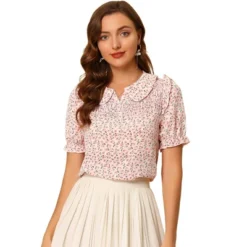Allegra K Women's Peter Pan Collar Smocked Puff Short Sleeve Ruffle Floral Blouse 9 Allegra K Women's Peter Pan Collar Smocked Puff Short Sleeve Ruffle Floral Blouse -CUPSHE Store GUEST b9665140 27b1 49ed 8e92 7b4ed809fdad