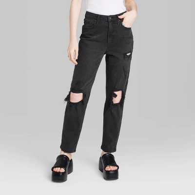 Women's Super-High Rise Tapered Jeans - Wild Fable™ Black Denim 1 Women's Super-High Rise Tapered Jeans - Wild Fable™ Black Denim