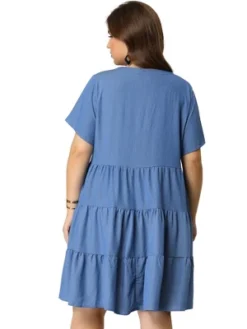 Agnes Orinda Women's Plus Size Babydoll Tiered V Neck Short Sleeve Chambray Dresses 12 Agnes Orinda Women's Plus Size Babydoll Tiered V Neck Short Sleeve Chambray Dresses -CUPSHE Store GUEST bedc773f 97d9 4ec5 931b 94cd30572a72