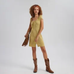 Women's Ribbed Smocked Romper - Yellow 5 Women's Ribbed Smocked Romper - Yellow -CUPSHE Store GUEST c2dc8684 91ce 422e 9e18 540093990507