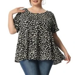 Agnes Orinda Women's Plus Size Peplum Babydoll Round Neck Flutter Sleeve Leopard Print Business Casual Blouse -CUPSHE Store GUEST c4801a8a fb3c 4ae2 872f e6d2fc4b785e