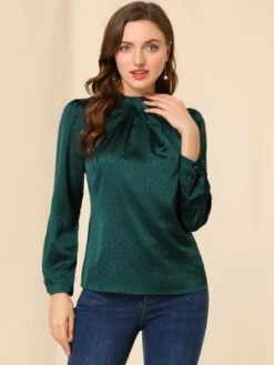 Allegra K Women's Dots Print Long Sleeve Stand Collar Vintage Blouse -CUPSHE Store GUEST c4b2b333 e63b 4992 8f26 ed78fc9507e5