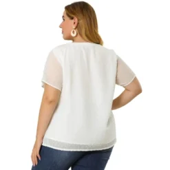 Agnes Orinda Women's Plus Size Pin Dots V-Neck Dressy Trendy Fashion Summer Blouses -CUPSHE Store GUEST c56262e3 54ac 4901 8941 23583a230618