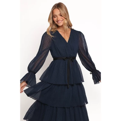 Petal And Pup Antoinette Long Sleeve Tiered Maxi Dress - Navy S 4 Petal And Pup Antoinette Long Sleeve Tiered Maxi Dress - Navy S - Image 4