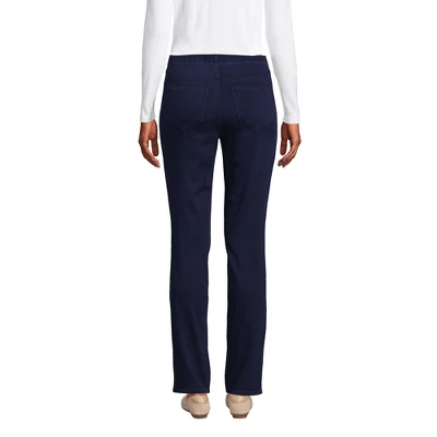 Lands' End Women's Starfish Mid Rise Pull On Knit Denim Straight Jeans 1 Lands' End Women's Starfish Mid Rise Pull On Knit Denim Straight Jeans