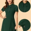 Allegra K Women's Bow Tie Keyhole Neck Puff Sleeve Elegant Work Dress -CUPSHE Store GUEST cd823598 4ef2 4066 bd5a 077c2f861b98