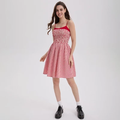 Women's Smocked Bodice Mini Cami Dress - Wild Fable™ Red Gingham 3 Women's Smocked Bodice Mini Cami Dress - Wild Fable™ Red Gingham - Image 3