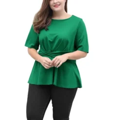 Agnes Orinda Women's Plus Size Twisted Knot Waist Short Sleeves Summer Outfits Peplum Blouses -CUPSHE Store GUEST d565f21f e8d4 40b7 a327 e825ed2cd0cf