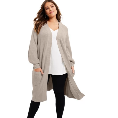 June + Vie By Roaman's Women’s Plus Size Open-Front Cardigan 5 June + Vie By Roaman's Women’s Plus Size Open-Front Cardigan - Image 5