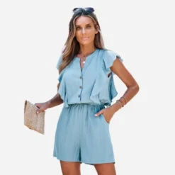 Women's Ruffled Button-Front Romper - Cupshe -CUPSHE Store GUEST d96698c7 2ddf 4085 a0f0 9b4e10b640d2