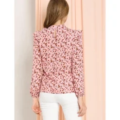 Allegra K Women's Bow Tie Neck Long Sleeve Floral Ruffled Blouse -CUPSHE Store GUEST dcf36caf c3a0 487e 93eb 52b3a040841a