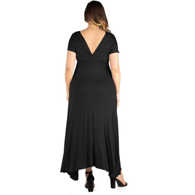 24seven Comfort Apparel Womens Plus Size Empire Waist V Neck Maxi Dress 2 24seven Comfort Apparel Womens Plus Size Empire Waist V Neck Maxi Dress - Image 2