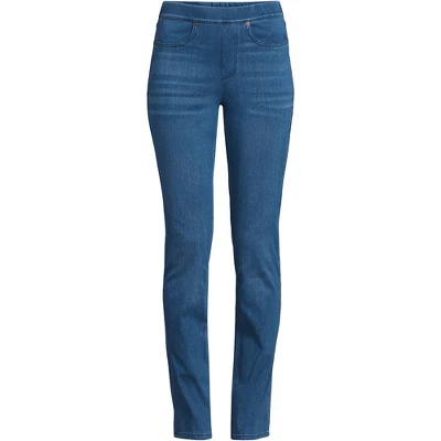Lands' End Women's Starfish Mid Rise Pull On Knit Denim Straight Jeans 7 Lands' End Women's Starfish Mid Rise Pull On Knit Denim Straight Jeans - Image 7