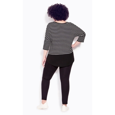 Women's Plus Size Rib Stripe Top - Black | ZIM & ZOE 1 Women's Plus Size Rib Stripe Top - Black | ZIM & ZOE