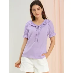 Allegra K Women's Tie V Neck Ruffle Neck Top Puff Sleeve Ruffle Cuff Casual Blouse 12 Allegra K Women's Tie V Neck Ruffle Neck Top Puff Sleeve Ruffle Cuff Casual Blouse -CUPSHE Store GUEST e0f2a973 e62a 4041 ae4b e94b927a19b3