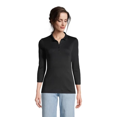 Lands' End Women's Tall Supima Cotton 3/4 Sleeve Polo Shirt 6 Lands' End Women's Tall Supima Cotton 3/4 Sleeve Polo Shirt - Image 6