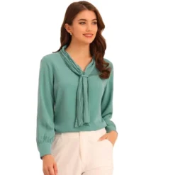 Allegra K Women's Long Sleeve Pleated Tie Neck Office Blouses -CUPSHE Store GUEST e65df50b 93bc 4e59 9ce8 045f6d9a99f9