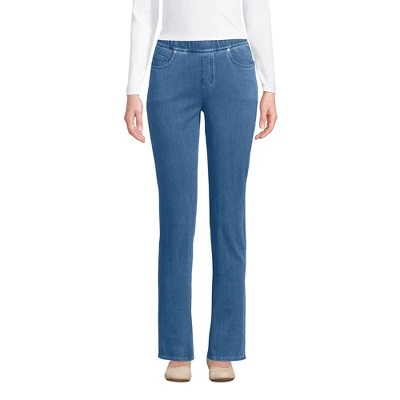 Lands' End Women's Starfish Mid Rise Pull On Knit Denim Straight Jeans 5 Lands' End Women's Starfish Mid Rise Pull On Knit Denim Straight Jeans - Image 5
