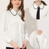 Allegra K Work Office Shirt For Women's Long Sleeve Button Up Peter Pan Collar Blouse -CUPSHE Store GUEST eac3f2c8 5b85 45f1 b7b0 708ed60d09f0