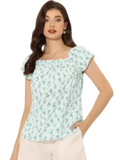 Allegra K Women's Square Neck Casual Cap Sleeve Floral Print Peasant Tops -CUPSHE Store GUEST eb050e09 a604 4032 ab24 979c1b335734