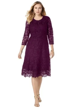 Jessica London Women’s Plus Size Lace Fit & Flare Dress