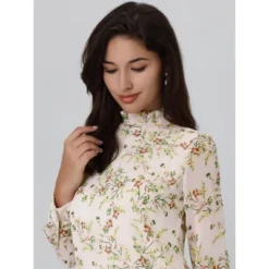 Hobemty Women's Ruffled Collar Pleated Front Long Sleeve Floral Blouse -CUPSHE Store GUEST ef00fe3d 4a14 40a0 8262 a23495dea339