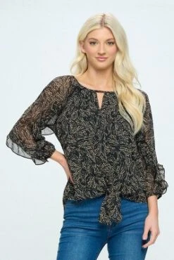 WEST K Women's Gia Tie Front Ruffle Blouse