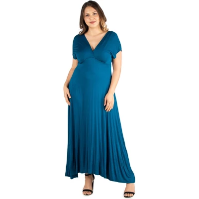 24seven Comfort Apparel Womens Plus Size Empire Waist V Neck Maxi Dress 6 24seven Comfort Apparel Womens Plus Size Empire Waist V Neck Maxi Dress - Image 6