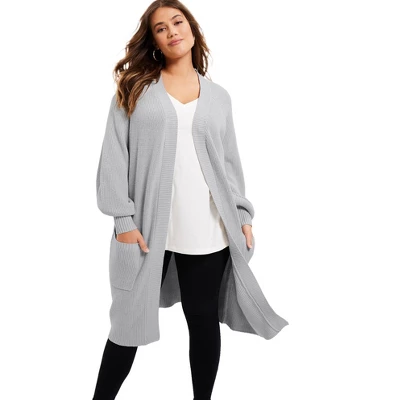 June + Vie By Roaman's Women’s Plus Size Open-Front Cardigan 4 June + Vie By Roaman's Women’s Plus Size Open-Front Cardigan - Image 4