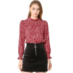 Allegra K Women's Smocked Cuffs Top Puff Sleeve Ruffled Neck Vintage Printed Blouses -CUPSHE Store GUEST f49f6a66 bab2 4b33 908f 9cb3633f5b24