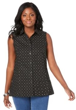Jessica London Women’s Plus Size Poplin Sleeveless Shirt -CUPSHE Store GUEST f706d1f7 9eb9 44fe 9e4d 8293c4ed3d21