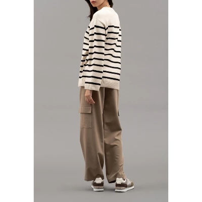 August Sky Women's Crew Neck Relaxed Fit Stripe Knit Sweater 5 August Sky Women's Crew Neck Relaxed Fit Stripe Knit Sweater - Image 5