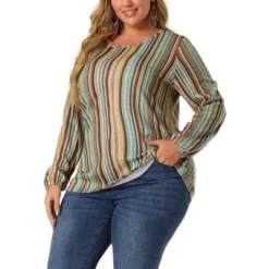 Agnes Orinda Women's Plus Size Colorful Elastic Cuff Long Sleeve Stripe Top -CUPSHE Store GUEST f82d63bc d018 48a2 8de8 0bcfee45418d